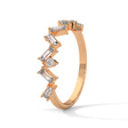 Round Cut Moissanite Zig Zag Half Eternity Wedding Band