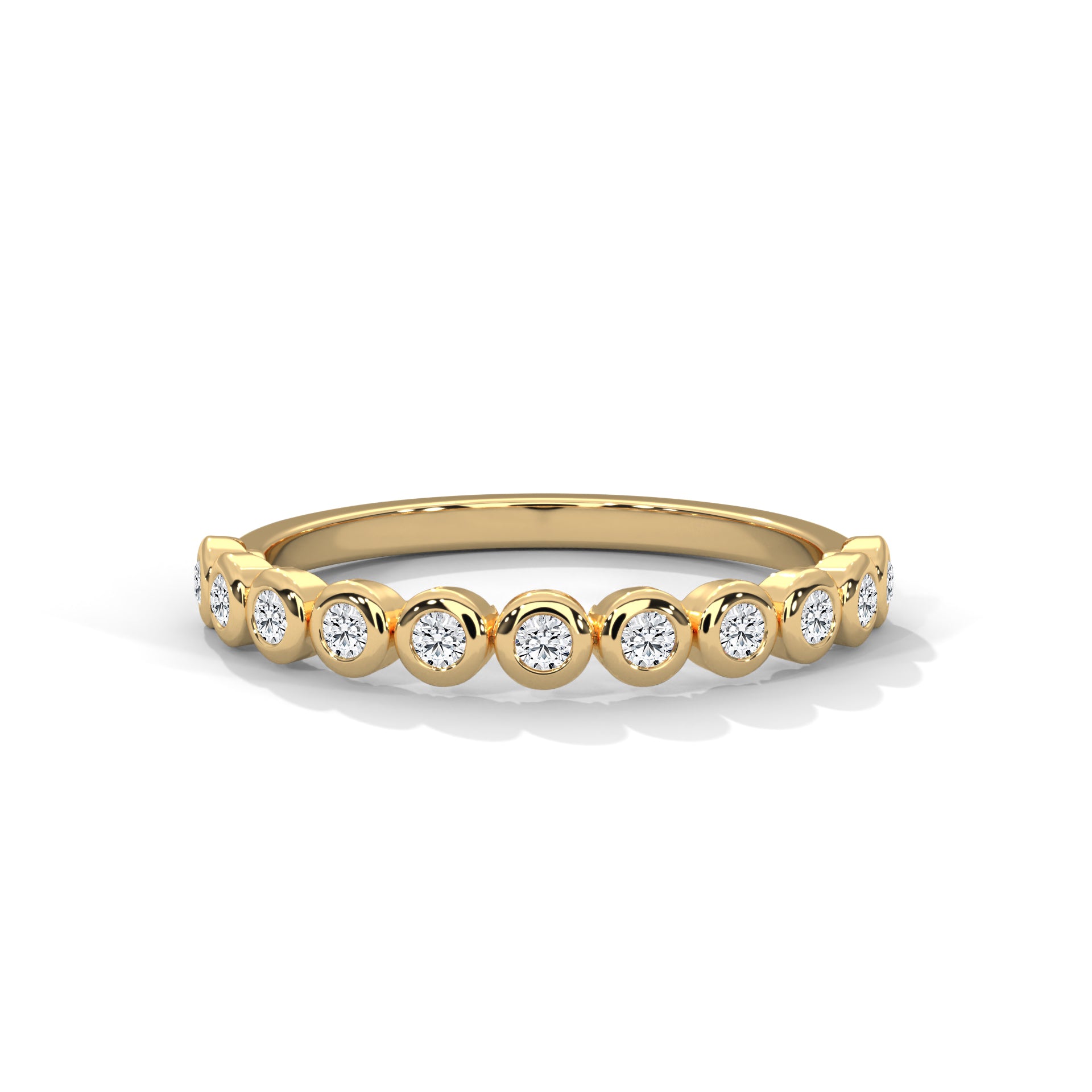 Round Cut Mossanite Bezel Set Eternity Wedding Band