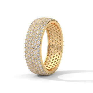 Round Cut Multi-Row Moissanite Pave Eternity Band in 18K gold