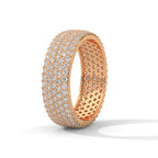 Round Cut Multi-Row Moissanite Pave Eternity Band in 18K rose gold