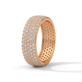Round Cut Multi-Row Moissanite Pave Eternity Band in 18K rose gold