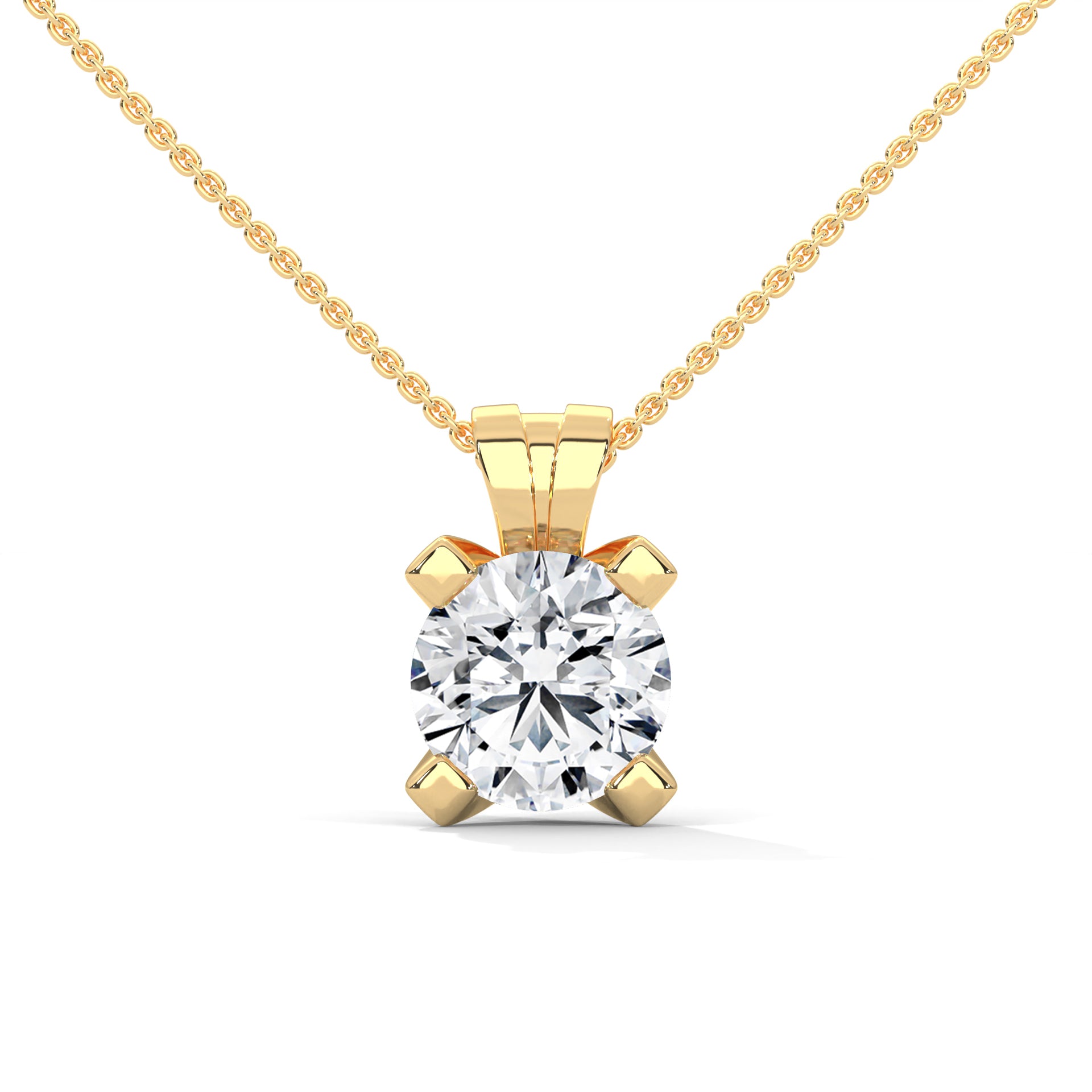 Round Cut Solitaire Pendant with Four Flat Prong setting