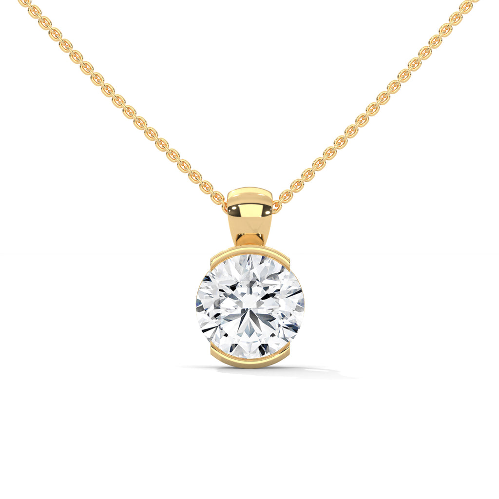 Round Cut Solitaire Pendant with Half Bezel Setting