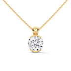 Round Cut Solitaire Pendant with Half Bezel Setting