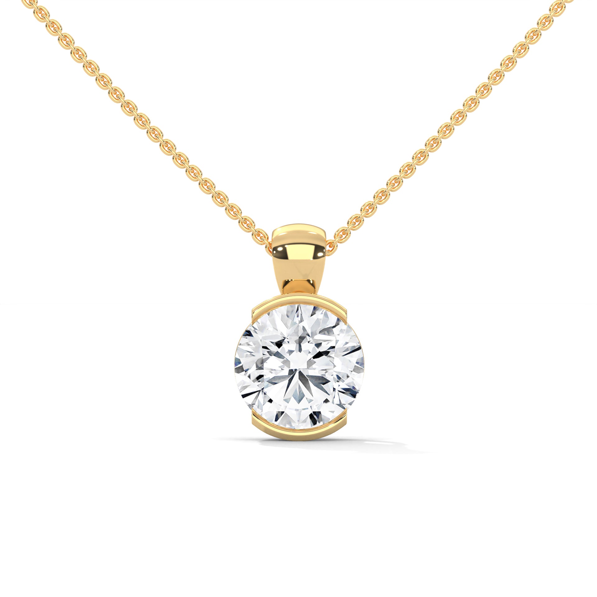 Round Cut Solitaire Pendant with Half Bezel Setting