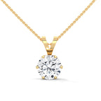 Round Cut Solitaire Pendant with Six Flat Prong setting