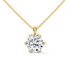 Round Cut Lab Grown Diamond Solitaire pendant with 6 Prong Setting, Pendant with chain