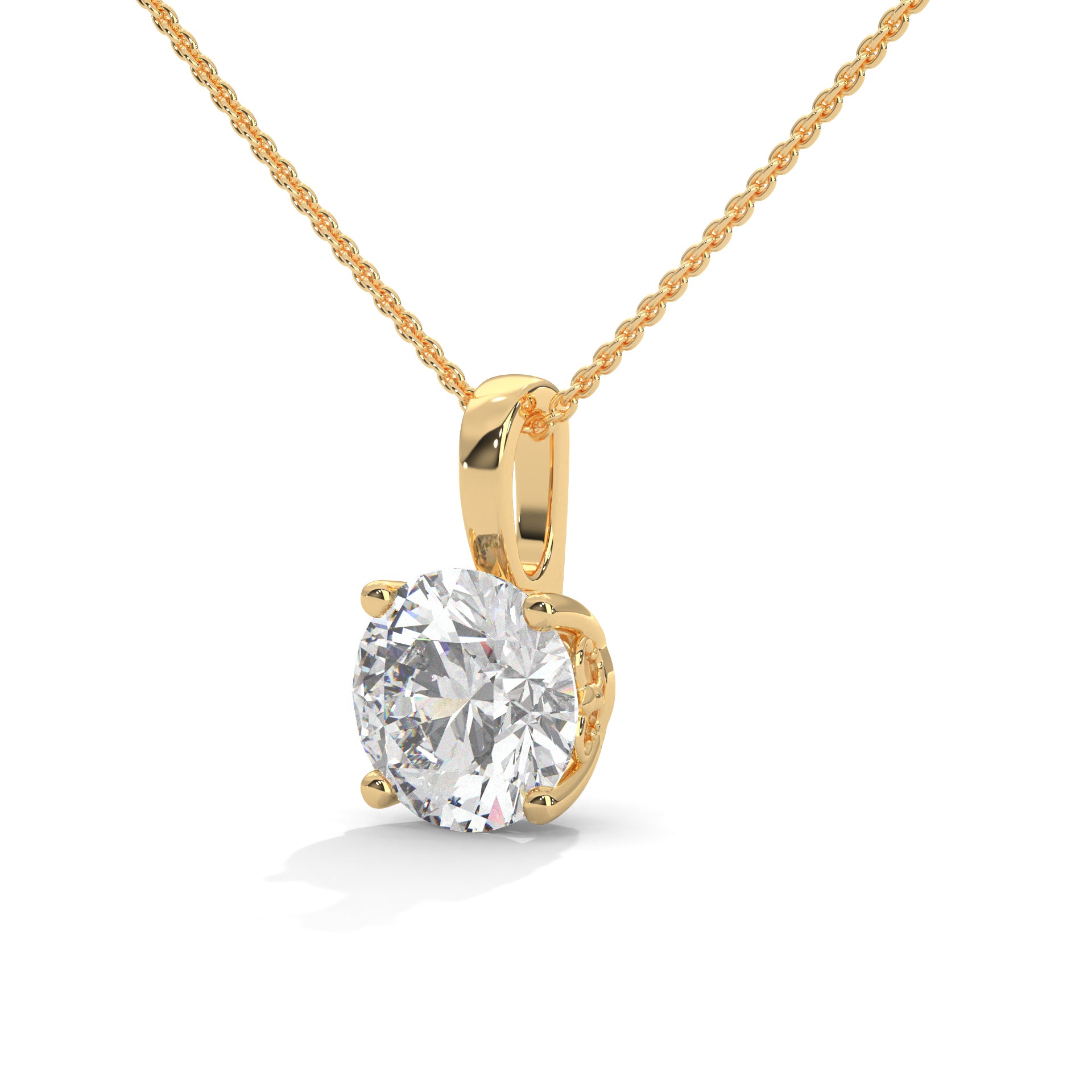 Round Cut Solitaire pendant with chain