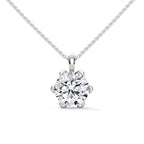 Round Cut Lab Grown Diamond Solitaire pendant with 6 Prong Setting, Pendant with chain