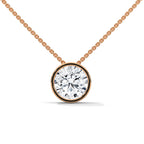 Round Diamond Solitaire Bezel Set Pendant in 14K Rose Gold