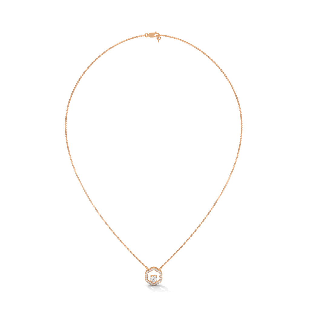Round Diamond Pendant in Rose Gold with Floral Pattern