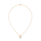 Round Diamond Pendant in Rose Gold with Floral Pattern