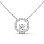 Round Diamond Pendant with Floral Halo Setting in White Gold