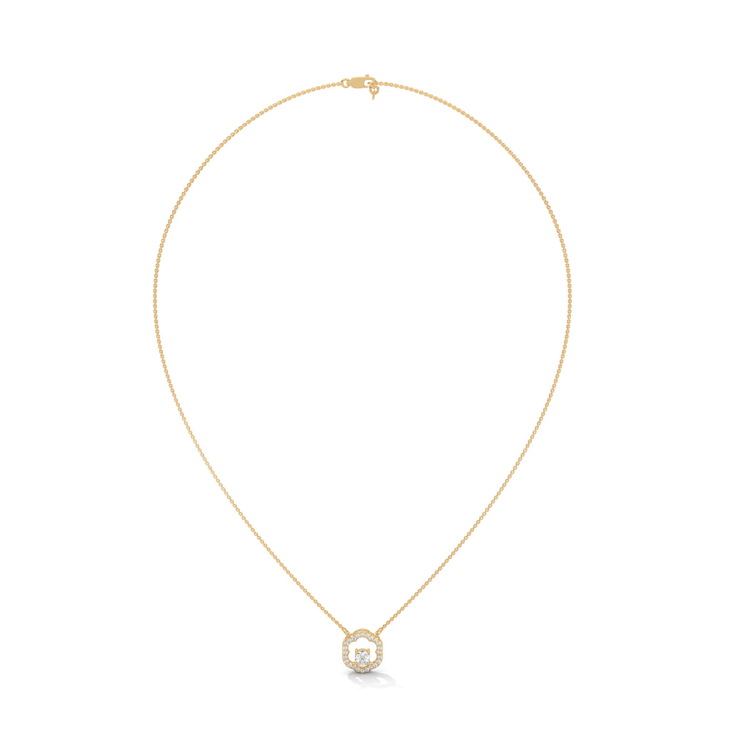 Round Diamond Pendant with Floral Pattern in 14k Gold