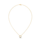 Round Diamond Pendant with Floral Pattern in 14k Gold