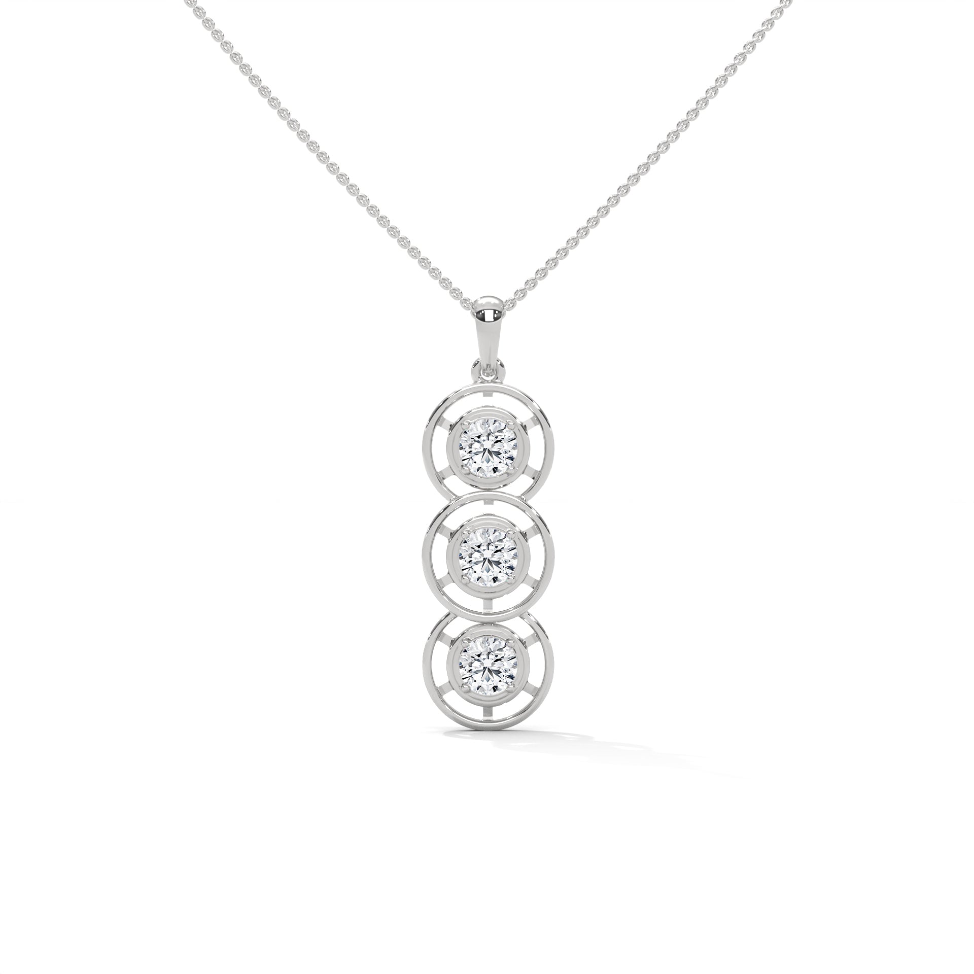 Round Diamond Trinity Pendant Necklace