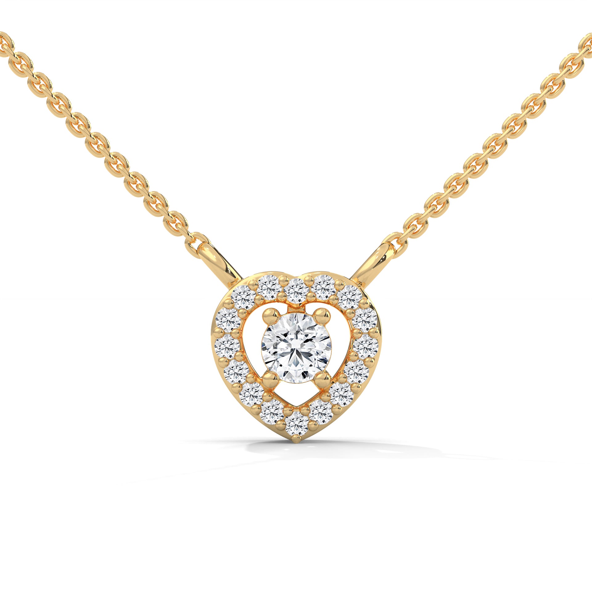 Round Diamond set in Heart Pattern Pendent with Halo setting
