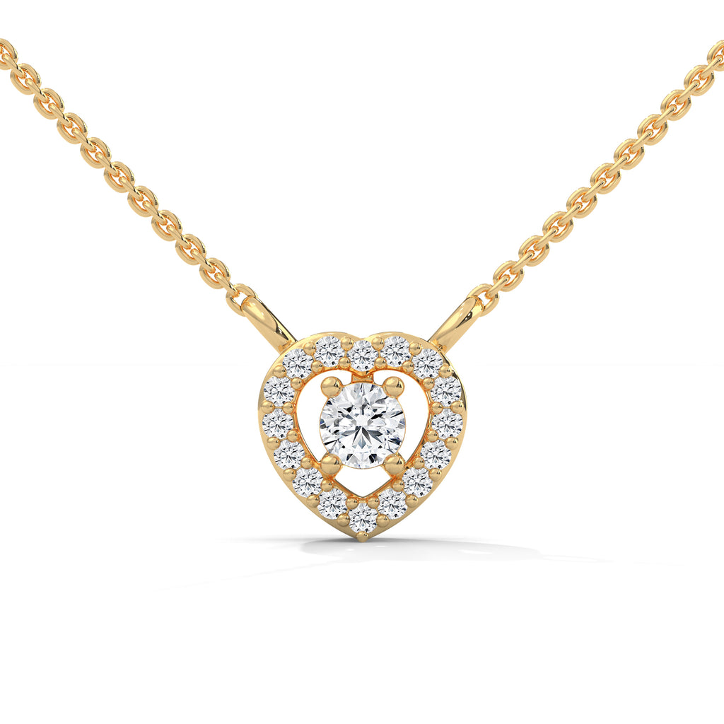 Round Diamond set in Heart Pattern Pendent with Halo setting