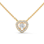 Round Diamond set in Heart Pattern Pendent with Halo setting