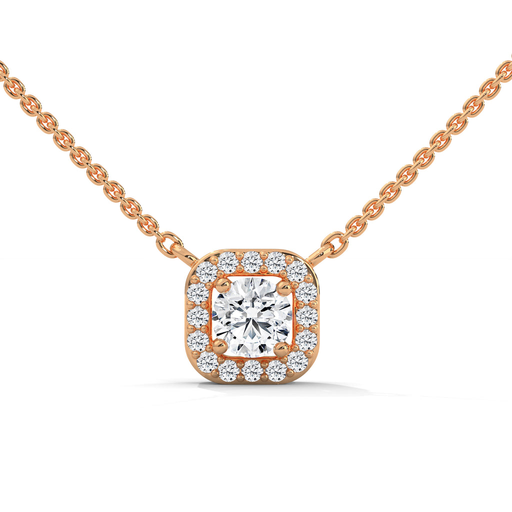 Round Lab Grown Diamond Halo Necklace