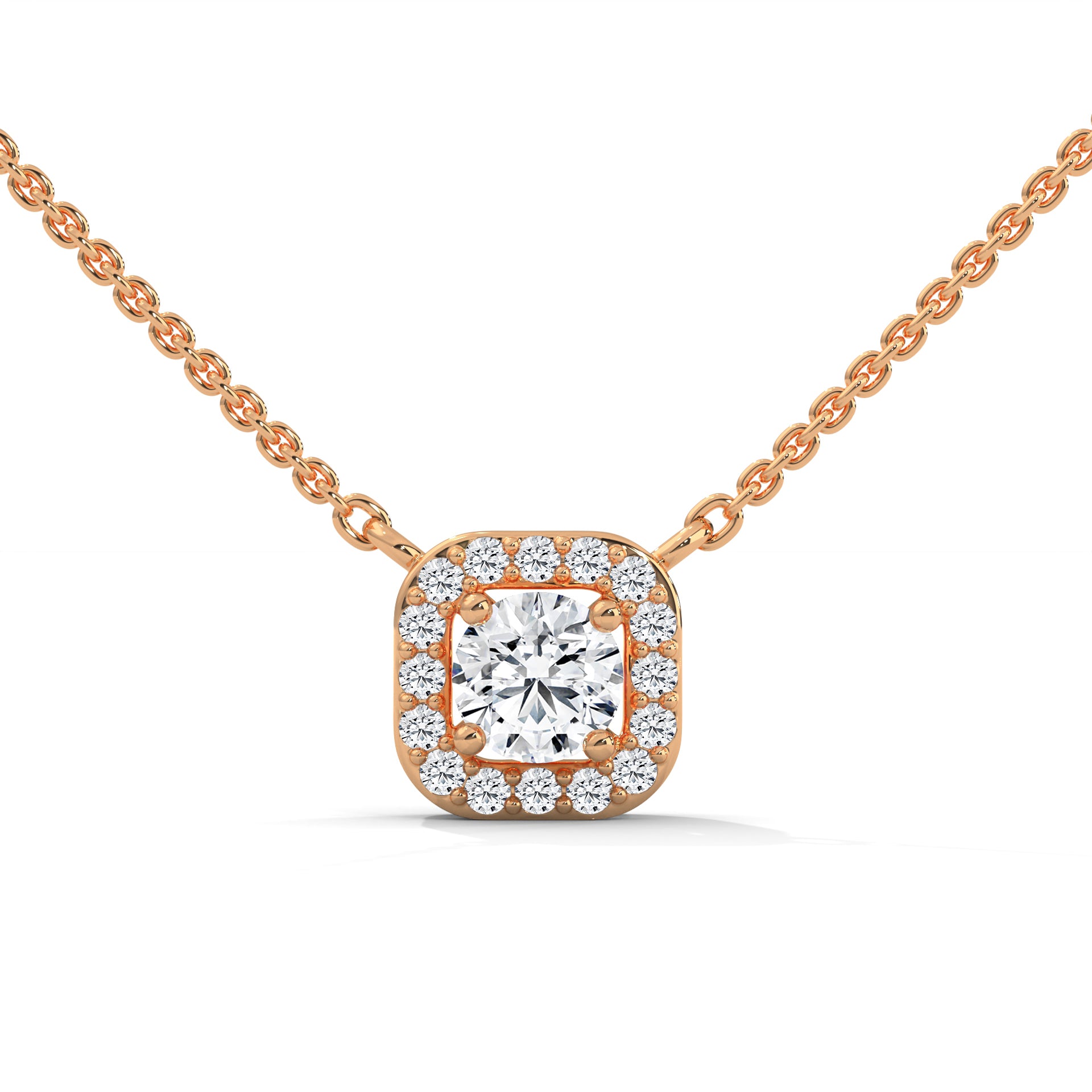 Round Lab Grown Diamond Halo Necklace