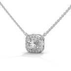 Round Lab Grown Diamond Halo Pendant in White Gold