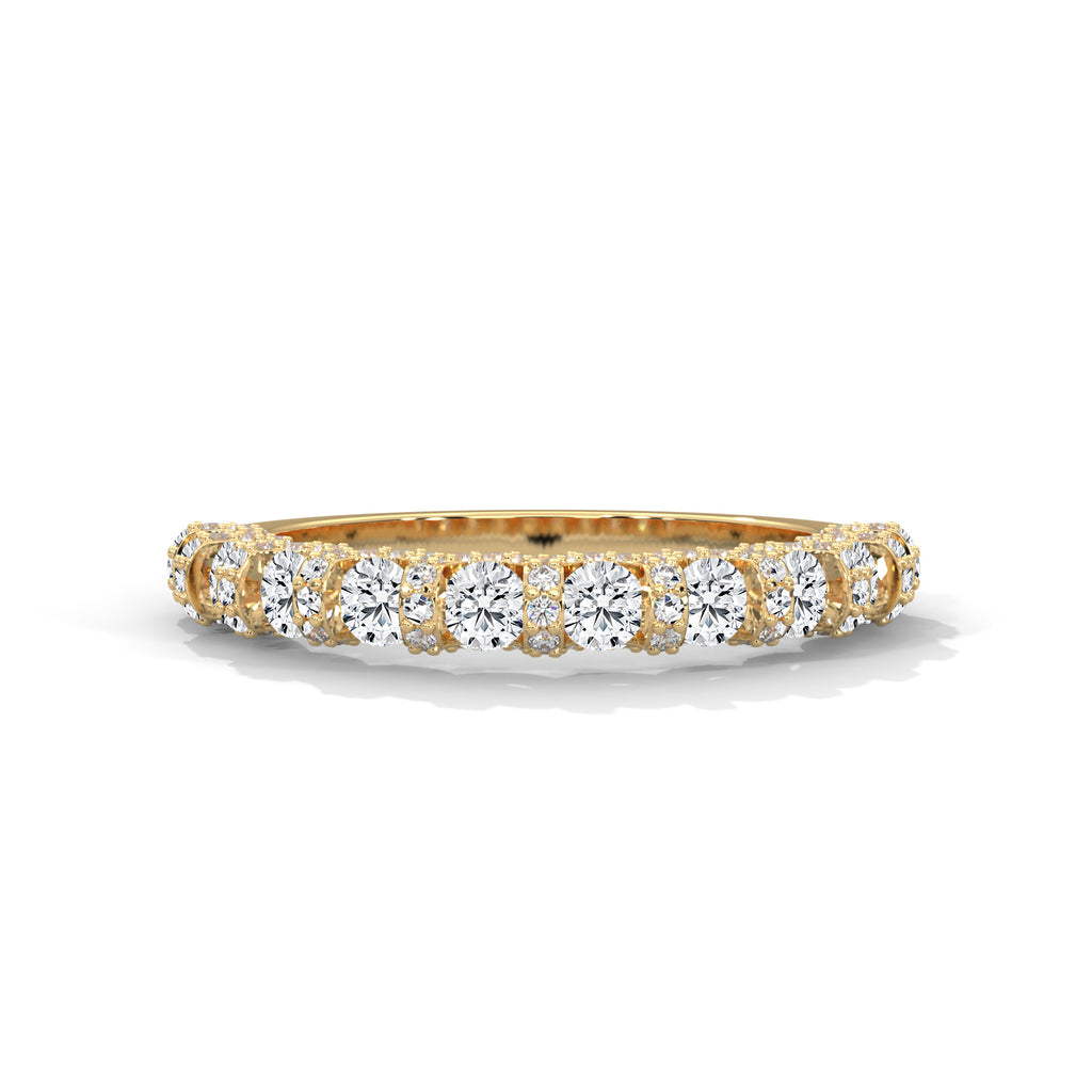 Round Shape Moissanite U-Prong Half Eternity Wedding Band