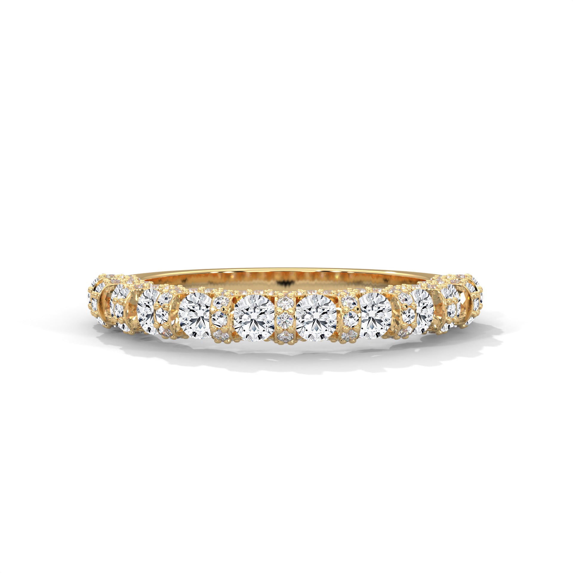Round Shape Moissanite U-Prong Half Eternity Wedding Band