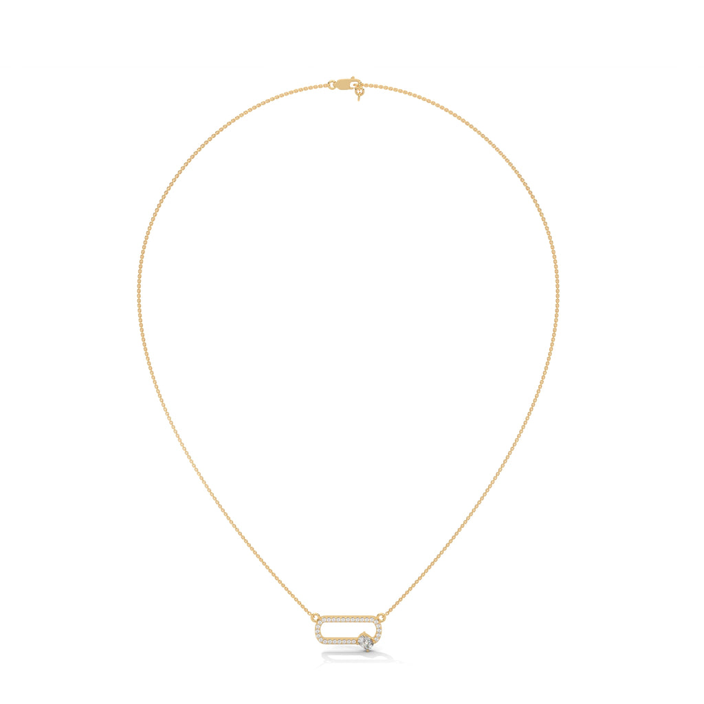 Round_Cushion Cut Lab Grown Diamond Pendant with Gold Chain