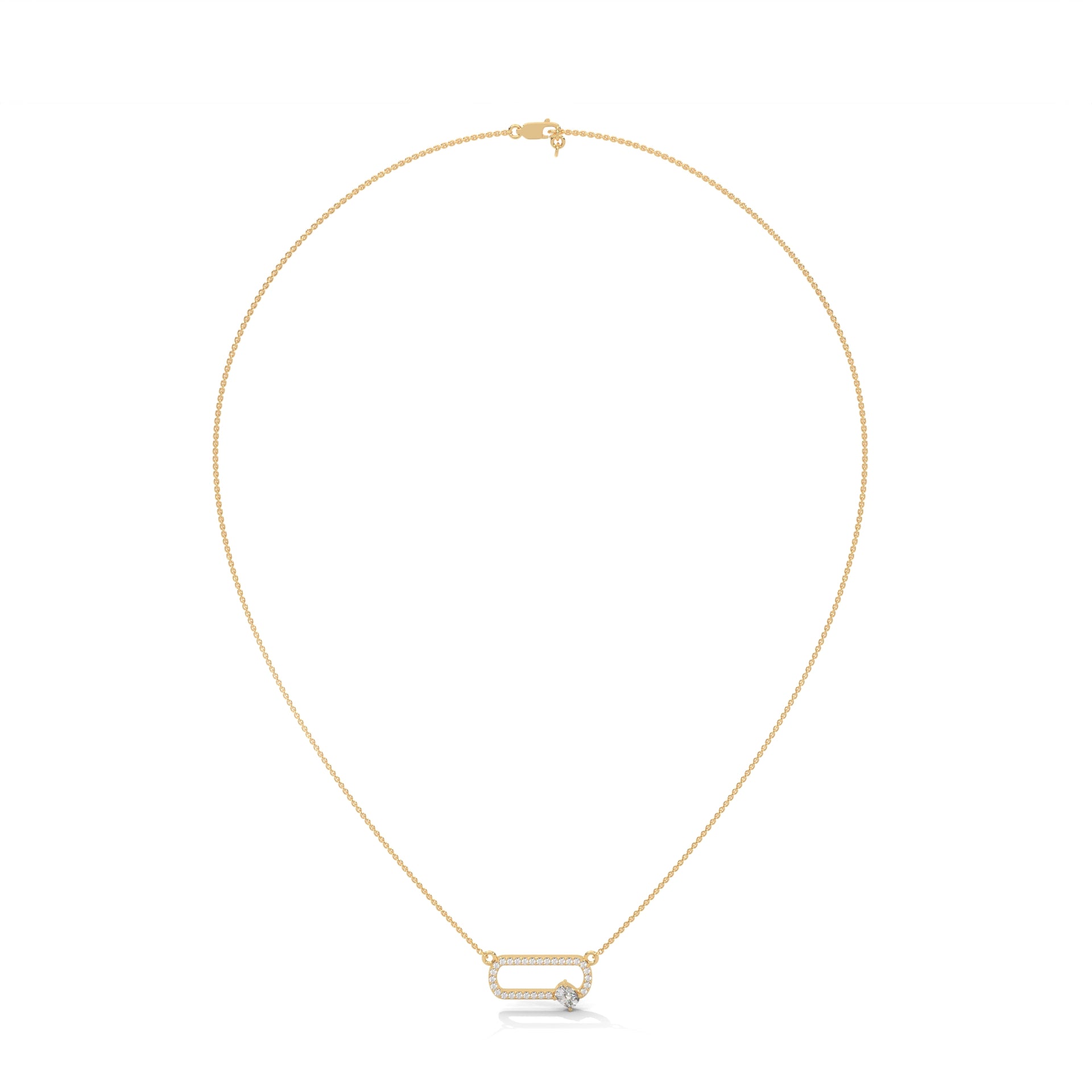 Round_Cushion Cut Lab Grown Diamond Pendant with Gold Chain