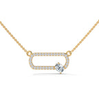 Round_Cushion Diamond Pendant with Gold Chain
