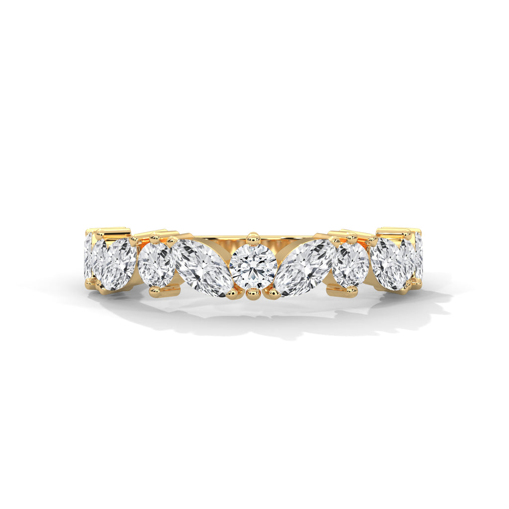 Round and marquise cut moissanite half eternity Band
