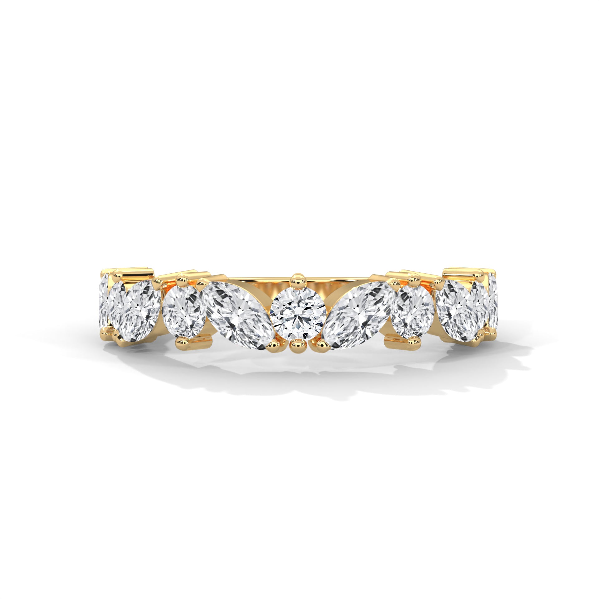 Round and marquise cut moissanite half eternity Band