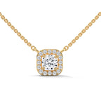 Round cut Lab grown diamond solitaire pendent with halo setting