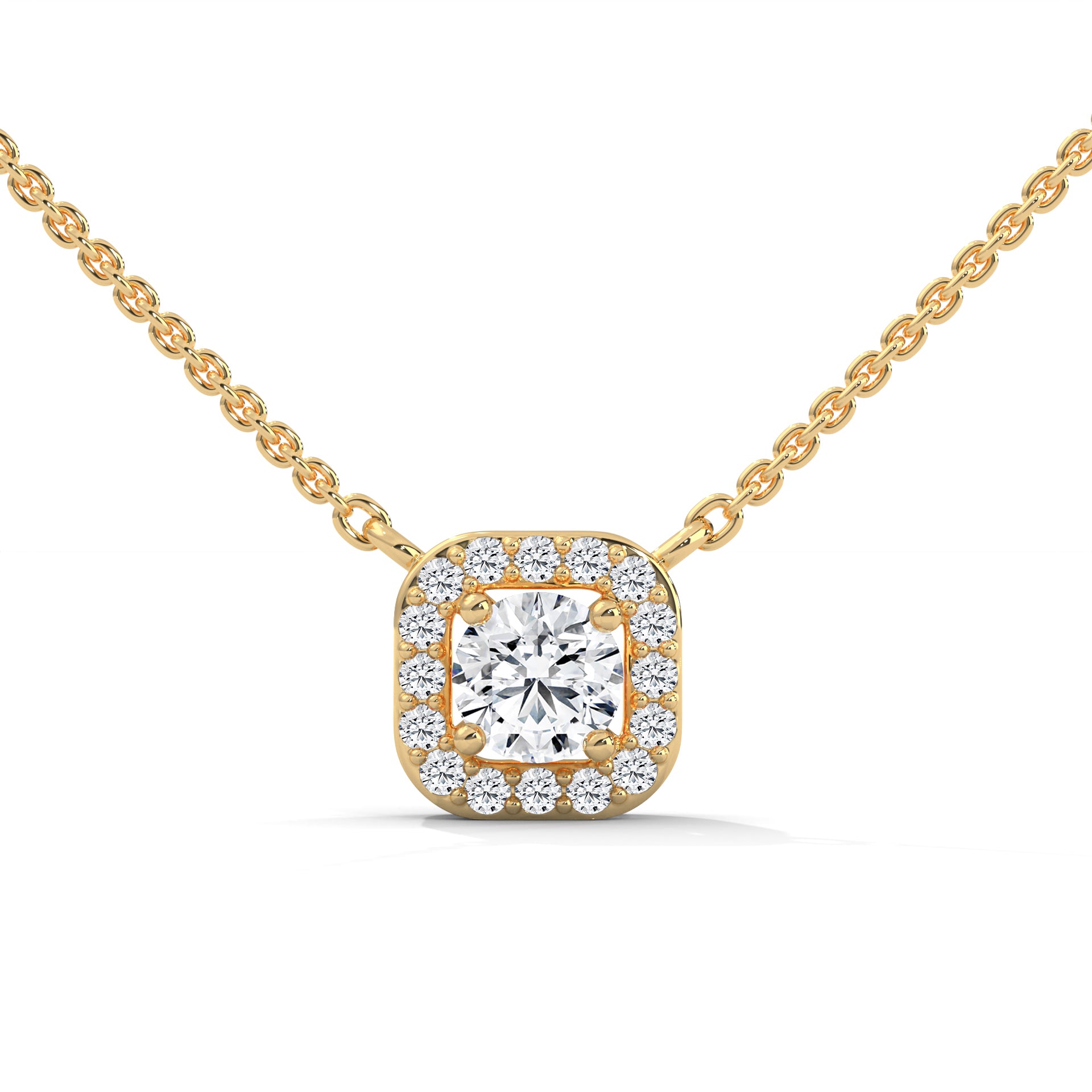 Round cut Lab grown diamond solitaire pendent with halo setting