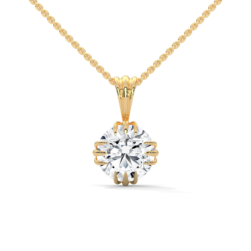 Round diamond pendent with 12 claw prong setting