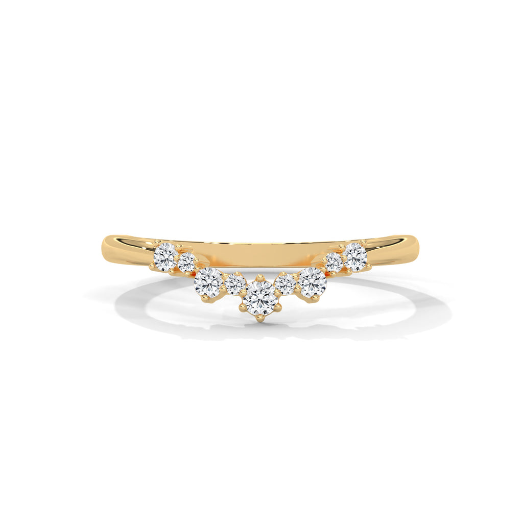 Seven Round Cut Moissanite Curved Half Eternity Band