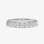 Seven Round Cut Moissanite Hidden Halo Half Eternity Wedding Band