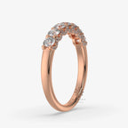 Seven Round Cut Moissanite Hidden Halo Half Eternity Wedding Band in rose gold