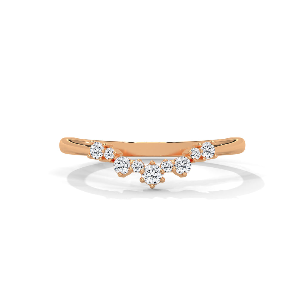 Seven Round Moissanite Curved Half Eternity Band