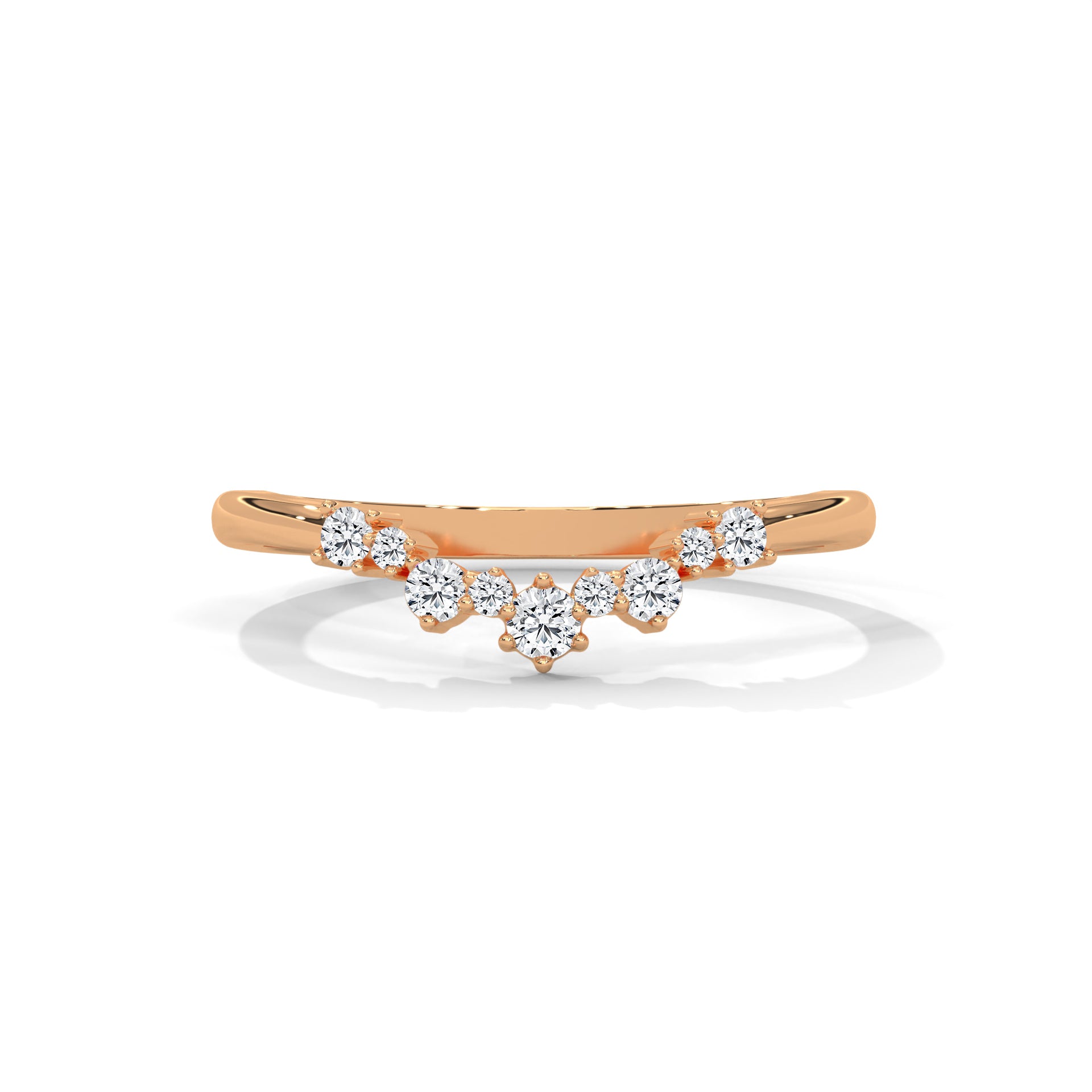 Seven Round Moissanite Curved Half Eternity Band