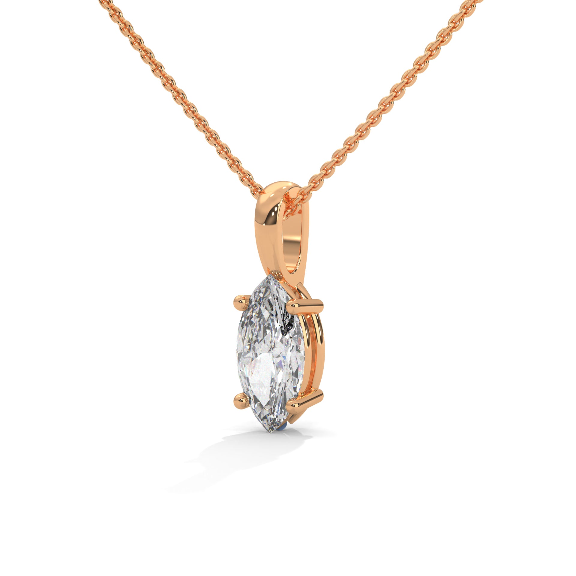Solitaire Oval Diamond Pendant with Basket Setting
