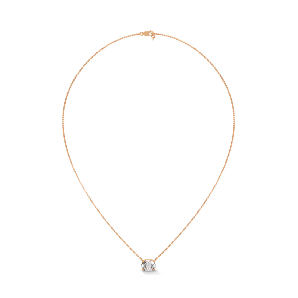 Solitaire Oval Lab Grown Diamond Pendant Necklace