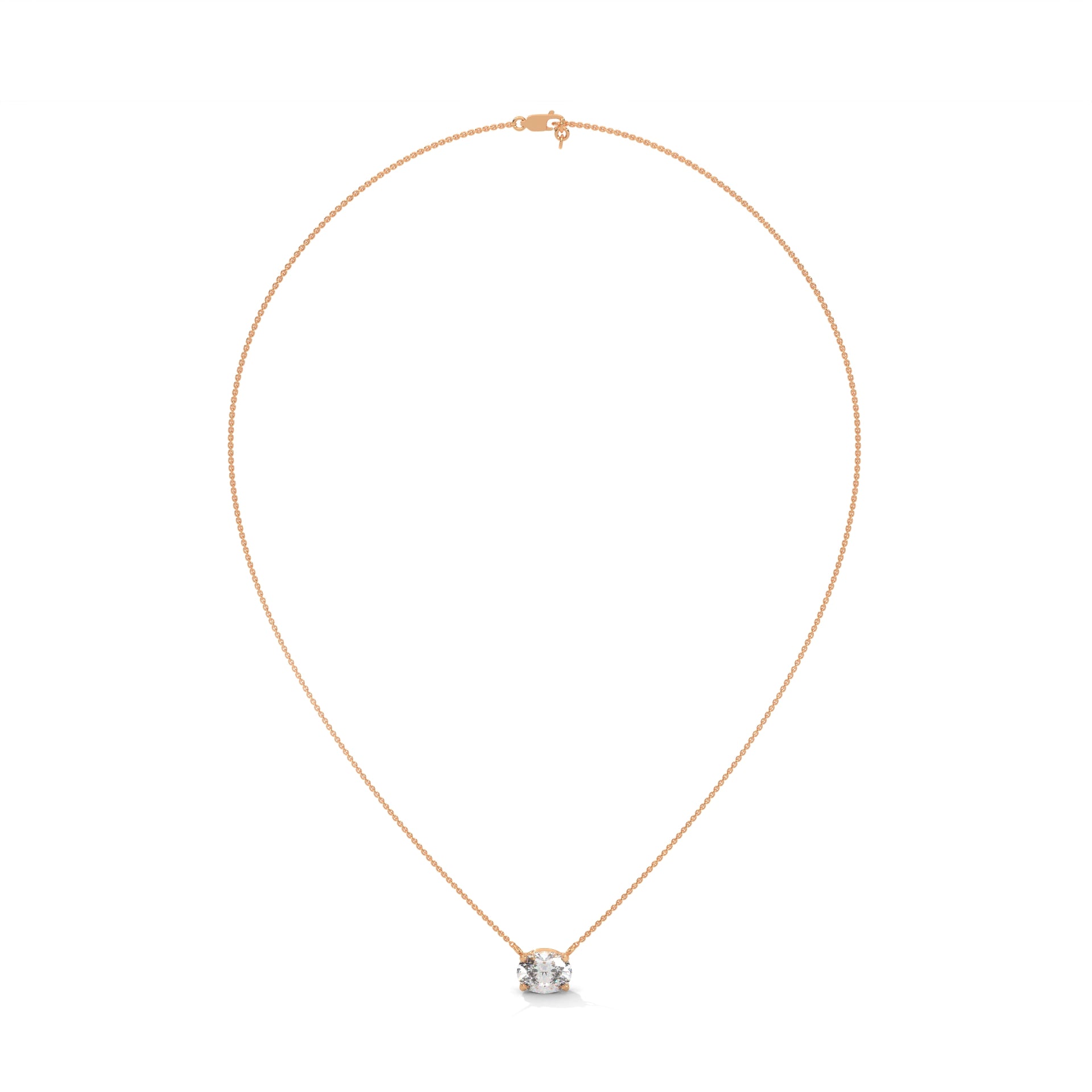 Solitaire Oval Lab Grown Diamond Pendant Necklace