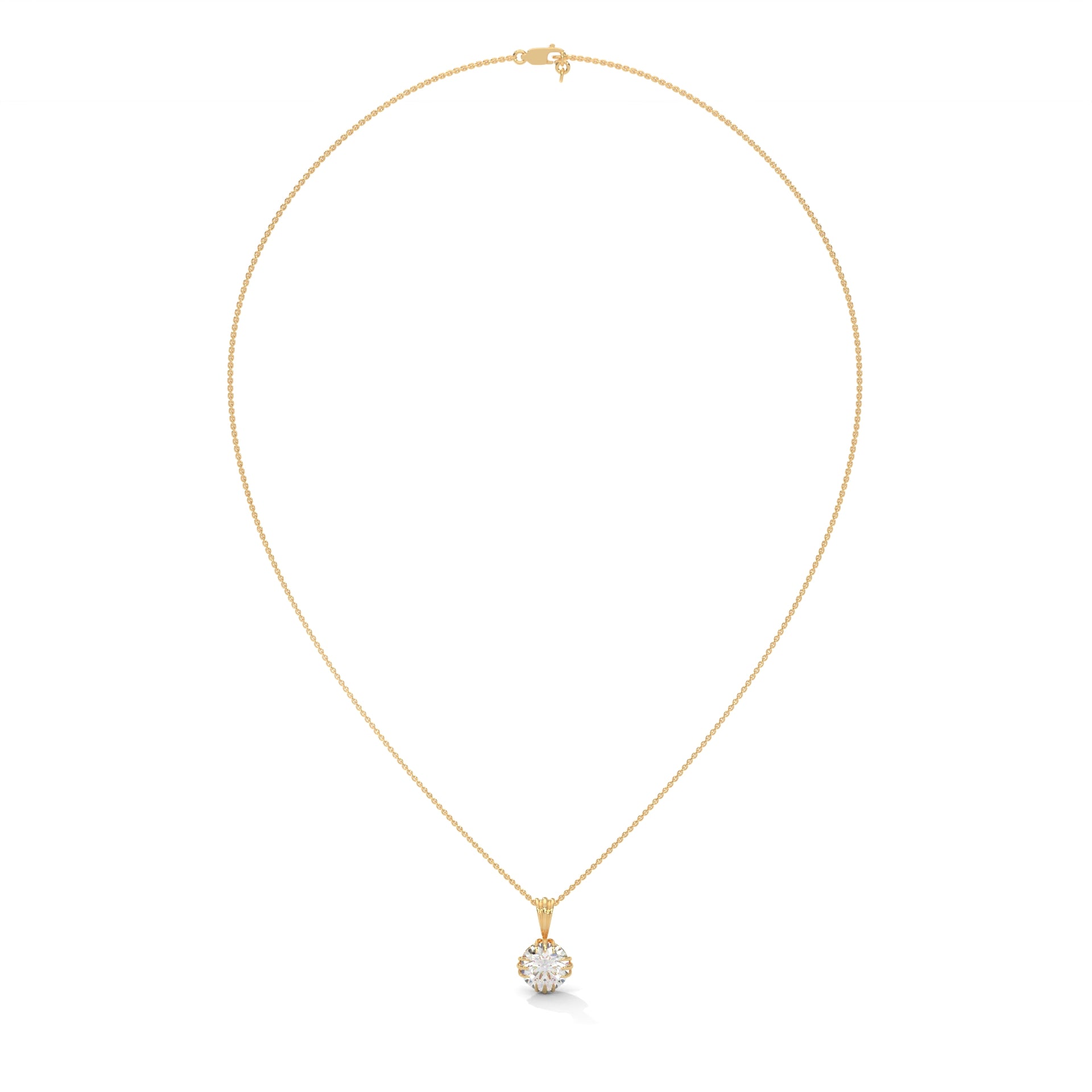 Solitaire Round Diamond Pendant with 12 Claws