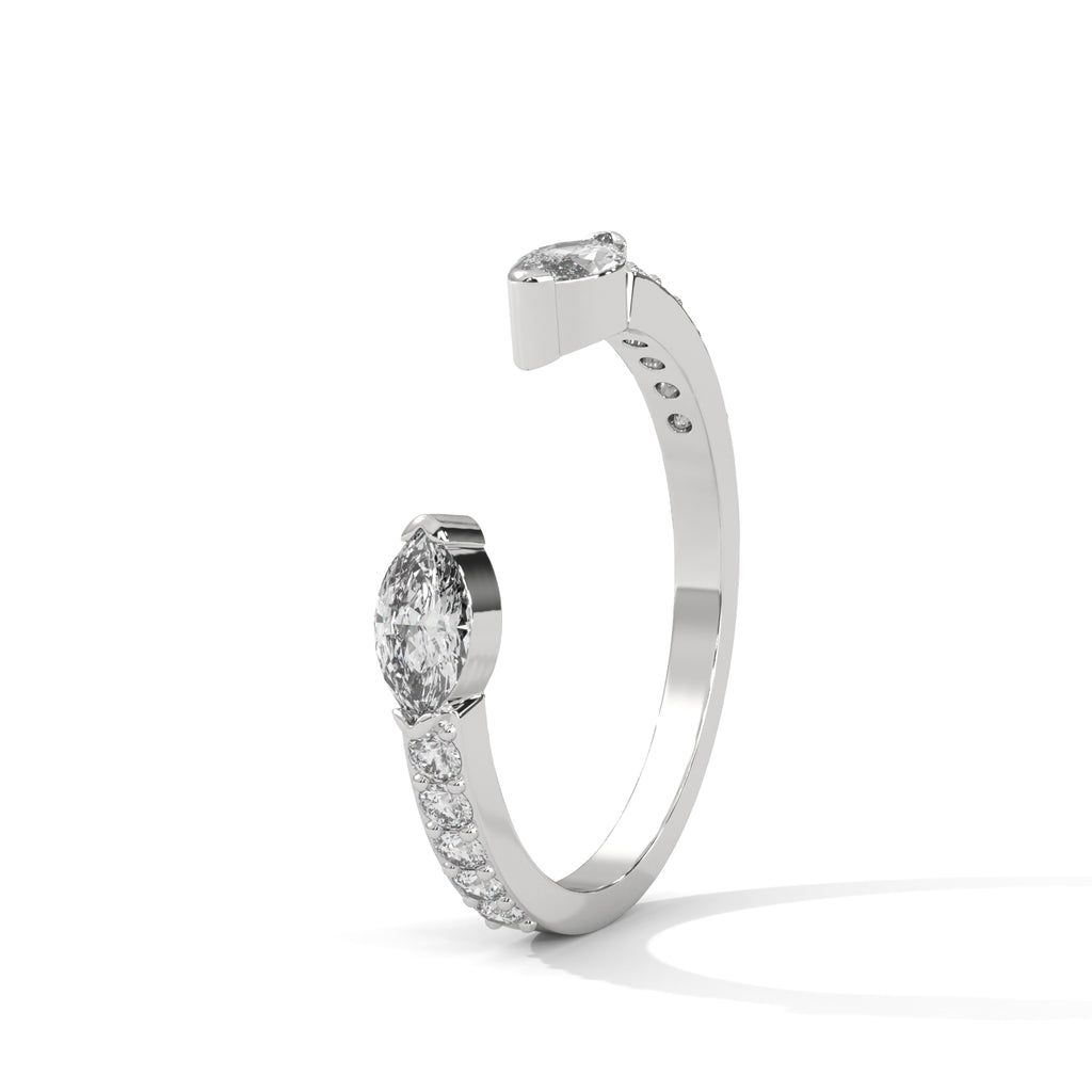 Stylish Marquise Moissanite Open Wrap Wedding Band