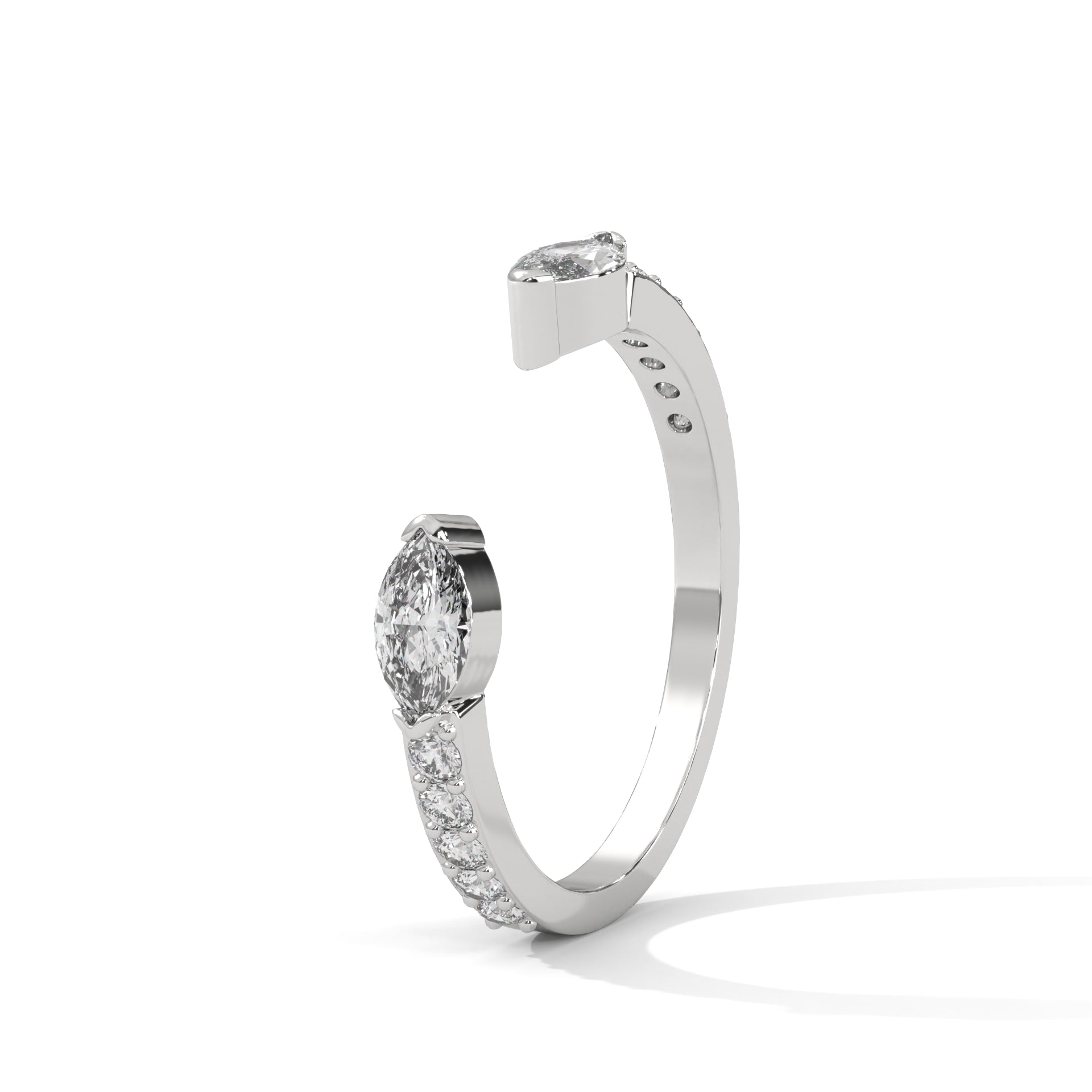 Stylish Marquise Moissanite Open Wrap Wedding Band