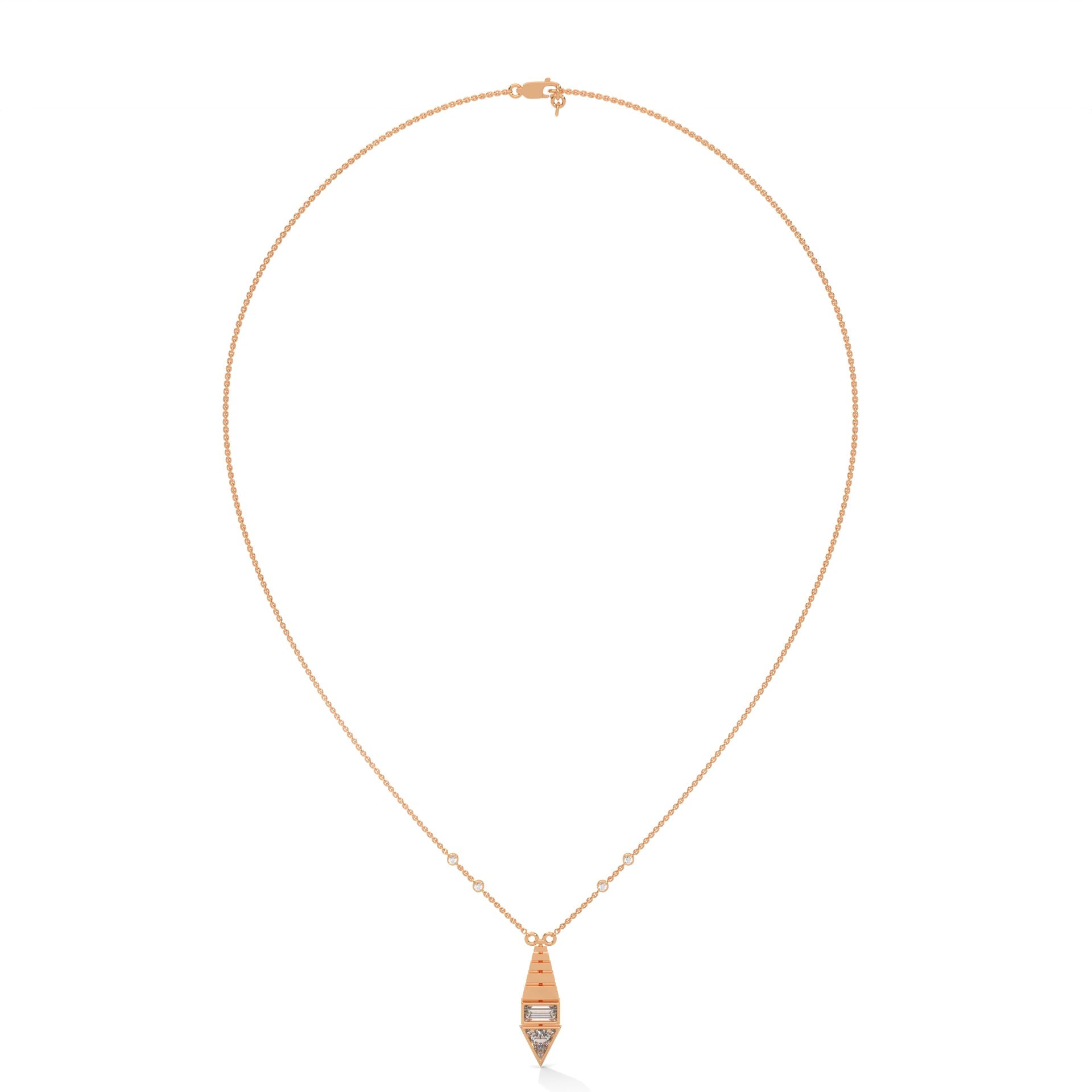 Tie Pendant with Baguette Diamonds
