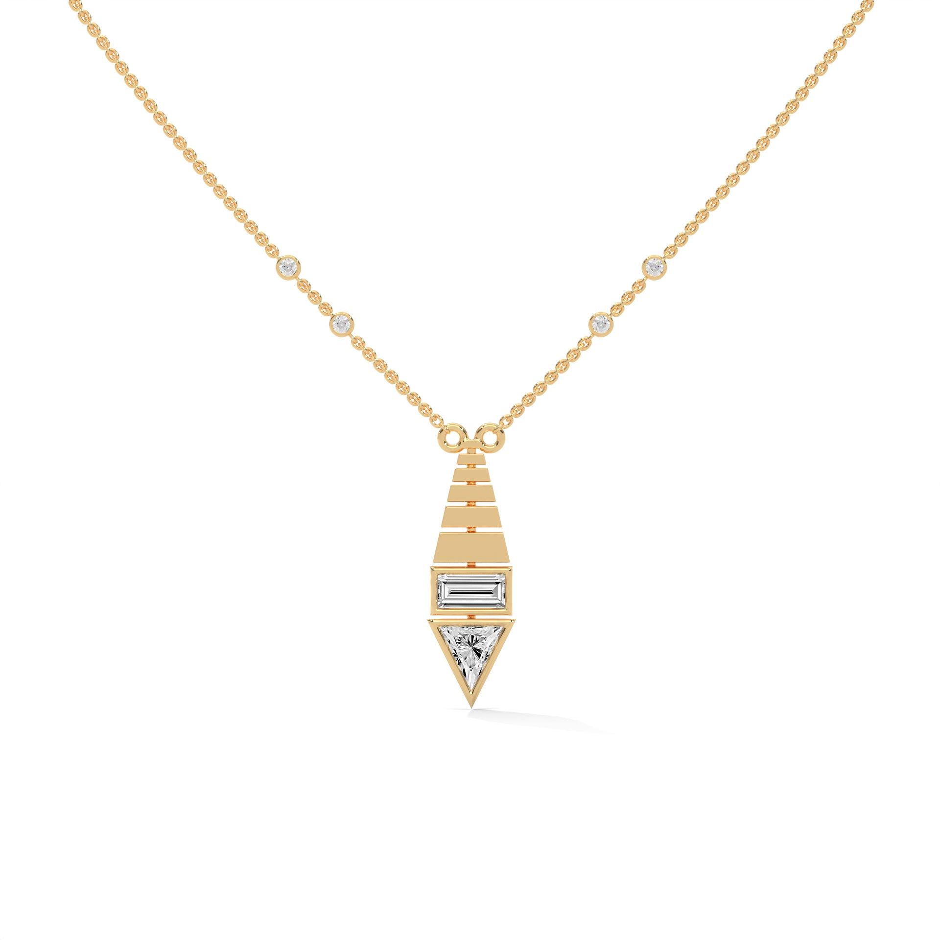 Tie Shaped Pendant with Gold Chain 