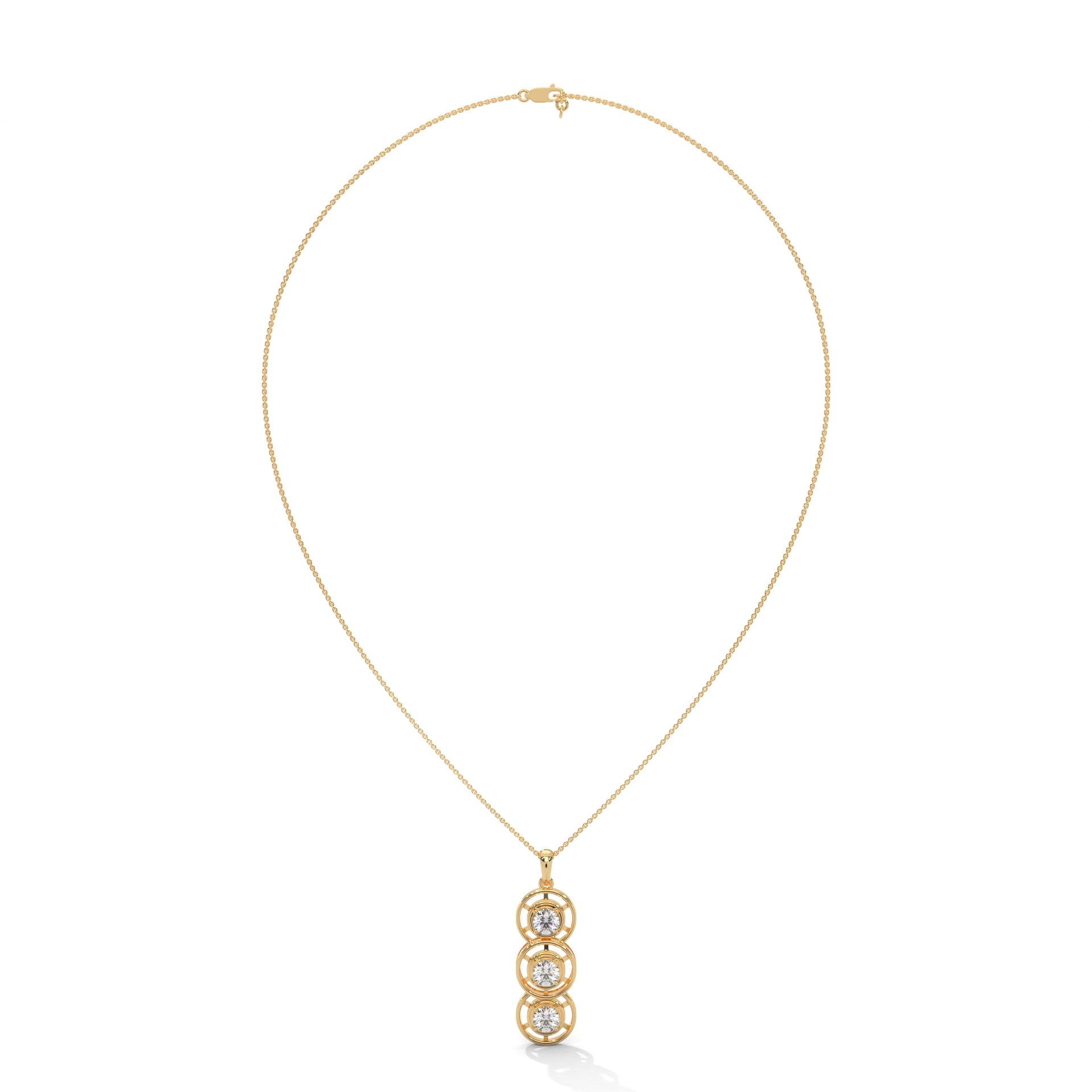Trinity Round Diamond Pendant with Chain in 10k Gold